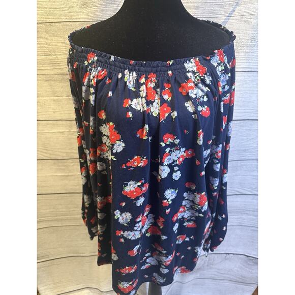 Women’s Ralph Lauren Boho Floral Jersey Off-the-Shoulder blouse Plus Size 2X - Picture 7 of 8